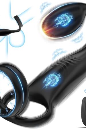 Vibrating Cock Rings Anal Vibrator - Mens Anal Sex Toy Prostate Massager Vibrator with 10 Modes, Remote Control Vibrating Butt Plug Penis Scrotum Stimulator, Male Vibrator Couple Anus Anal Toy
