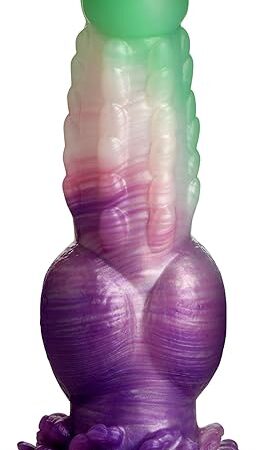 Aqua Phoenix Silicone Dildo for Men, Women & Couples. Firm and Flexible, Strong Suction Base, Fantasy Dildo, Unique Texture. Premium Phthalate-free & Body-safe Silicone. 1 Piece, Purple