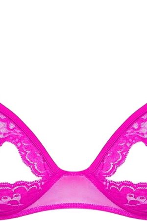Women's Sexy Lingerie Bra Top Lace Floral Open Nipple Underwire Bralette Nipple Wire-Free Bikini Triangle Bra Rose Small