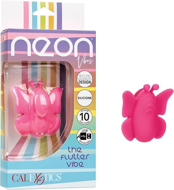 CalExotics Neon Vibes The Flutter Vibe, 10 Functions Butterfly Vibrating Panties Made with Body Safe Silicone and Fully Waterproof - SE-4403-50-3