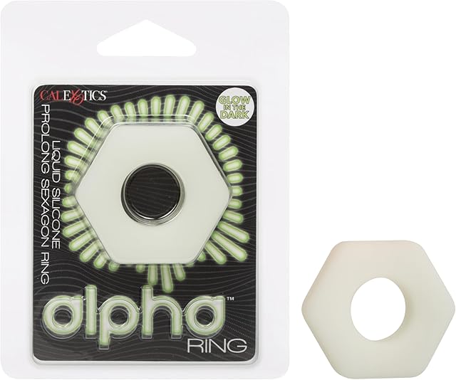 CalExotics Alpha Glow-in-The-Dark Liquid Silicone Prolong Sexagon Penis Ring for Men Pleasure - SE-1491-73-2