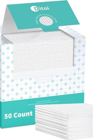 Disposable Face Towels,Ultra Thick Face Towelettes XL, Lint-Free Facial Wipes for Makeup Removal & Gentle Skin Care,50 Count, 10"?12", Pearl-textured