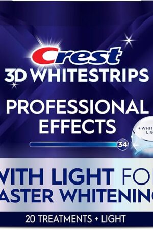 Crest 3D Whitestrips Professional Effects + LED Light ? Teeth Whitening Kit, 1 Light + 20 Treatments, Each with 1 Upper/1Lower, 40 Strips ? Crest 3DWhite Teeth Whitening Strips