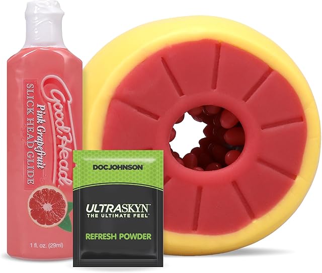 Doc Johnson GoodHead - Grapefruit Blowjob Set - for Adults Only, Yellow, Pink