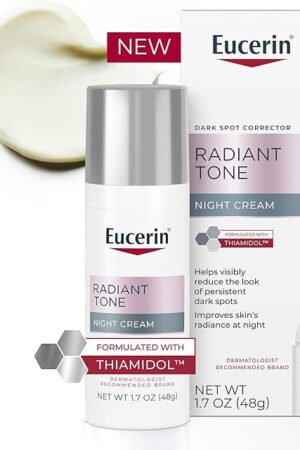Eucerin Radiant Tone Night Cream, Dark Spot Corrector with Thiamidol, Night Moisturizer for Face Helps Visibly Reduce the Look of Persistent Dark Spots, All Skin Types, 17 Oz Bottle