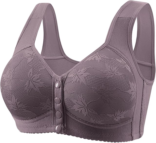 Daisy Bras for Older Women Front Closure Push up Bra No Underwire Senior Bra with Snaps 2025 Breathable Bras