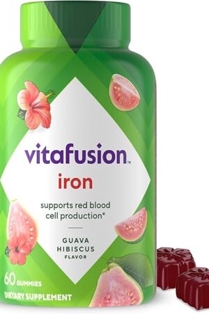 Vitafusion Iron Gummy Vitamin Supplement, Supports Red Blood Cell Production*, Guava Hibiscus Flavor, 30 Servings, 60 Count
