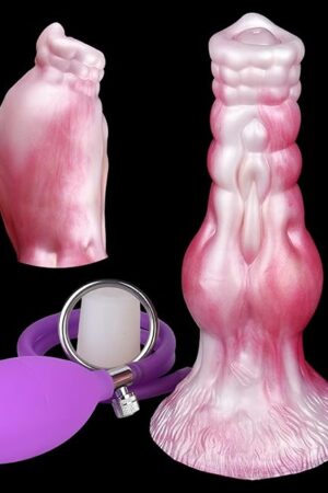Inflatable Anal Dildo Butt Plug with Pneumatic Pump, Silicone 6.5inch Expand Anal Trainer Dog Dildos Sex Toys for Women and Men Advancers Extension Training