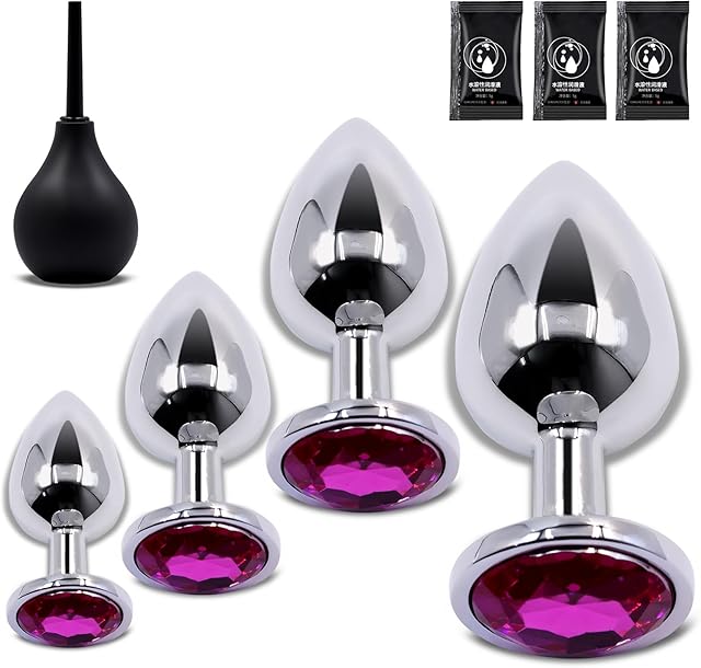 Anal Plug Beginner Set - 4 PCS Butt Plugs Sex Toy Anal Training Kit,Butt Training Plugs Kit Adult Toy for Beginner Adult Unisex Women and Men Couple