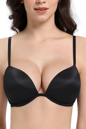 Women's Plunge Push Up Low Cut Bra Deep V Sexy Underwire Add Cup T Shirt Bras