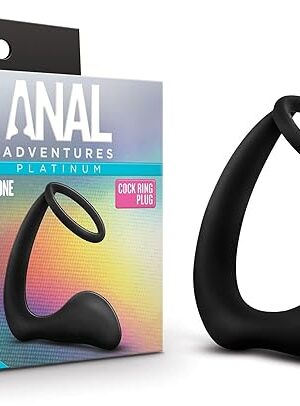Blush Novelties Sex Toys - Anal Adventures C Ring Plug - Platinum Puria Silicone - 8Inch - Ultrasilk Smooth - Hands Free Prostate Pleasure - Increase Stamina - Intensify Orgasm - Men & Couples - Black