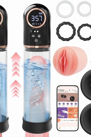 Electric Penis Pump for Male Sex Toys - Pumps & Enlargers, Male Masturbator with 4 Suction Intensities and APP Customized Modes, Adult Sex Toys for Men Erection Dick Pump with Cock Ring & Pocket Pussy