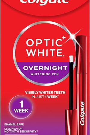 Colgate Optic White Overnight Teeth Whitening Pen, Hydrogen Peroxide Teeth Whitening Pen, Visibly Whiter Teeth In Just 1 Week When Used as Directed, 21 Whitening Treatments, 008 fl oz
