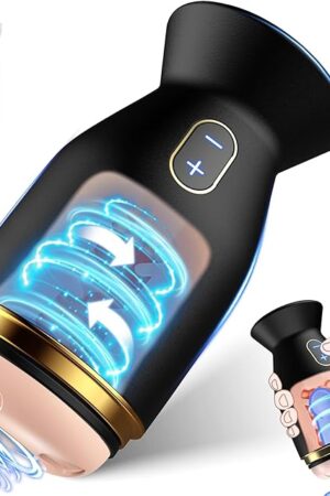 Flesh Male Masturbator Light Sex Toys for Men, Male Penis Training Vibrator with 7 Rotating Modes, Mens Sex Machine Masturbators Pocket Pussy Blowjob Toy Adult Stroker for Men Pleasure