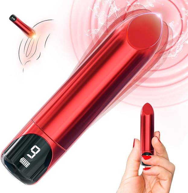 Women Sex Toys Vibrator Bullet, Lipstick Vibrator for Women?s Precision G Spot Clitoral Nipple Anal Sex Stimulation, Mini Vibrators with LED Display & 9 Powerful Vibrations, Adult Sex Toys & Games