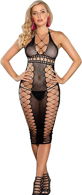 Fishnet Bodystocking for Women Hollow Out Sleeveless Babydoll Sexy Lingerie Soft One Piece Jumpsuit Plus Size