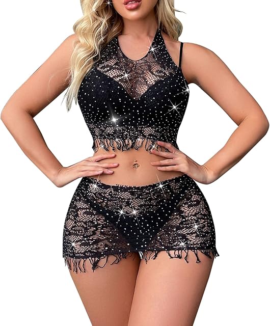 Women's Exotic Lingerie Sets Lace Heart Embroidery Garter Set Lingerie for Women