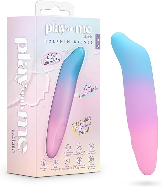Blush Play with Me?Dolphin Kisses 475 Inch Bullet Pocket Vibrator?10 Vibration Modes for Nipple Clitoral & G-Spot Pleasure?Body-Safe Liquid Silicone?USB Rechargeable & Waterproof?Sex Toy for Women