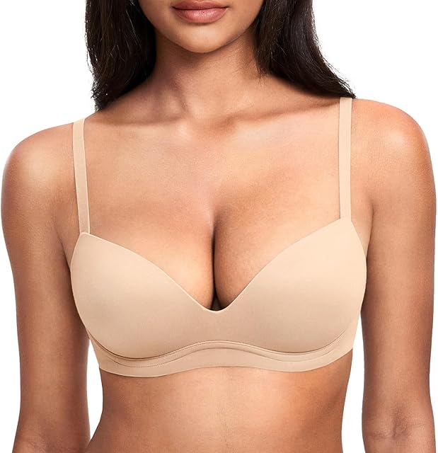 Women's Push Up Bra No Underwire Comfortable Wireless Bras Padded Plunge