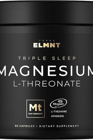 ELMNT Triple Sleep Magnesium Threonate w Apigenin, Theanine & Magtein Magnesium L-Threonate - Highest Absorption Magnesium Supplement Capsules Natural Sleep Aid for Deep Sleep Calm & Stress Relief
