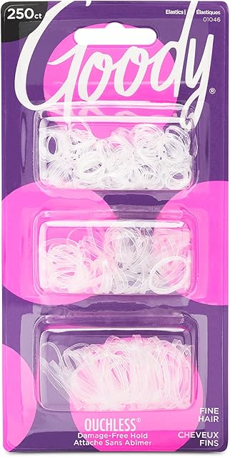 Goody Ouchless Polyband Hair Ties - 250 Ct, Clear, Latex Hair Bands for Women's Hair, Easy Glide, Ultra-Strong Hold Hair Accessories for Women & Men, Secure Hold Ridge Design, All Hair Types