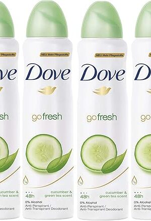 Dove Go Fresh Cucumber & Green Tea Deodorant 48h Spray 150 ml / 5 fl oz (6-Pack)