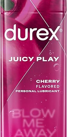 Durex Water Based Lube for Sex, Cherry Flavored Lube, Anal Lube & Sex Lube for Women & Men, Personal Lubricant for Oral Sex & Anal Sex, Sex Lubricant & Sex Toy Lube, 3.38 fl oz