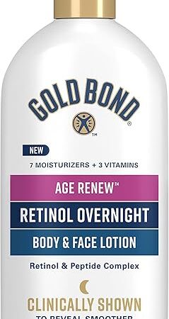 Gold Bond Age Renew Retinol Overnight Body & Face Lotion, With Retinol & Peptide Complex, 13 oz