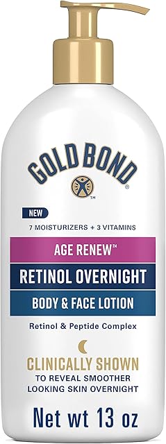Gold Bond Age Renew Retinol Overnight Body & Face Lotion, With Retinol & Peptide Complex, 13 oz