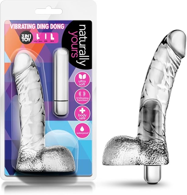 Blush Novelties 65" Small Realistic Vibrating Dildo - Waterproof - Petite 10 Vibrating Functions Vibrator - 3 in 1 Toy - Sex Toys for Women - Sex Toy for Adults (Clear)