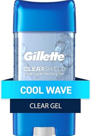 Gillette Antiperspirant and Deodorant for Men, 72hr Sweat & Odor Protection, Long Lasting Freshness, Anti-White Mark Technology, Clear Gel, Cool Wave Scent, 38 oz
