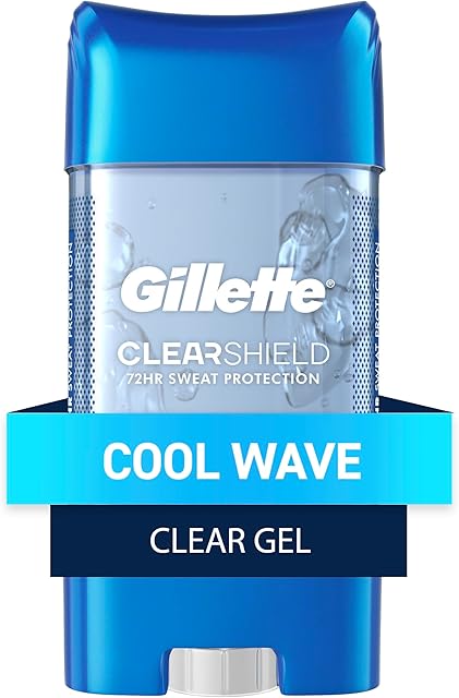 Gillette Antiperspirant and Deodorant for Men, 72hr Sweat & Odor Protection, Long Lasting Freshness, Anti-White Mark Technology, Clear Gel, Cool Wave Scent, 38 oz