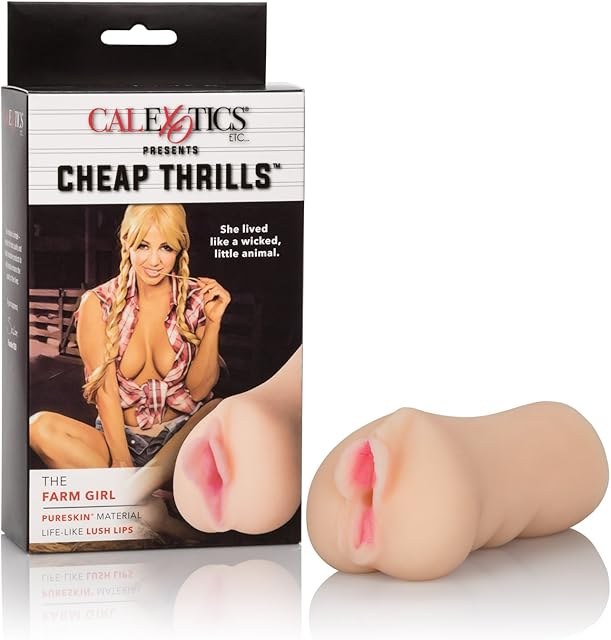 CalExotics Cheap Thrills The Farm Girl - Travel Sized Male Masturbator - Silicone Masturbation Sleeve - 475-Inch Adult Male Sex Toy - Ivory