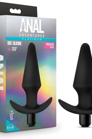 Blush Novelties Anal Adventures Platinum Silicone Vibrating Plug - Powerful One Touch Vibration Bullet - Anchor Base for Safety and Comfort Long Term Wear - Perfect for Beginners - Sex Toy