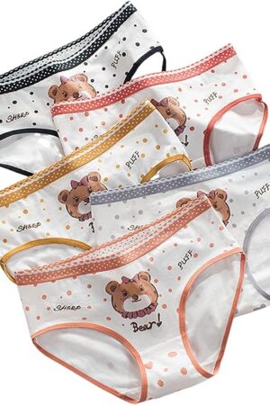 Women's Panties Breathable Cotton Brief Cosplay Anime Print Underwear Cute 5-Pack