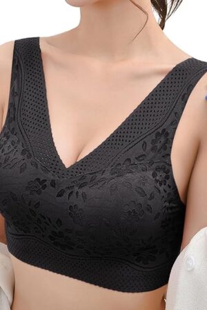 Women's Sexy Bras Deep V Neck Summer Ice Silk Wireless Soft Underwire Breathable Seamless Gathers Bras