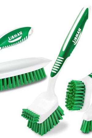 Libman Heavy Duty Scrub Brush Kit | Cleaning Brushes for Household Use | Tub Scrubber | Easy Grip Scrub Brush | Big Job Kitchen Brush | Dual Sided Tile & Grout Brush | 3 Different Brushes Included