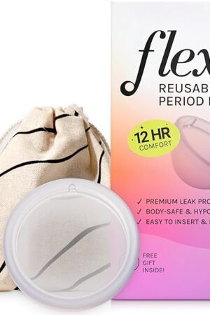 Flex Reusable Disc | Reusable Menstrual Disc | Tampon, Pad, and Cup Alternative | Capacity of 6 Super Tampons | Lasts for Years | Includes Carrying Pouch & 2 Free Disposable Discs