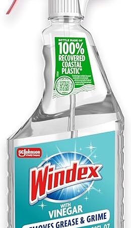 Windex Vinegar Glass and Surface Cleaner Spray Bottle, Packaging Designed to Prevent Leakage and Breaking, Surface Cleaning Spray, 23 Fl Oz