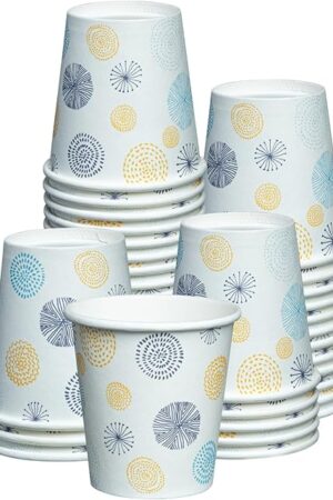 GUSTO [3 oz. - 100 Count Small Paper Cups, Disposable Mini Bathroom Mouthwash Cups - Eco-Friendly and Versatile - Floral
