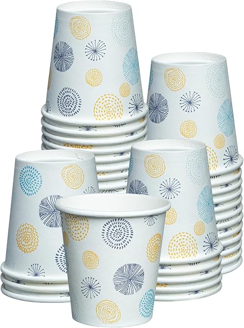 GUSTO [3 oz. - 100 Count Small Paper Cups, Disposable Mini Bathroom Mouthwash Cups - Eco-Friendly and Versatile - Floral