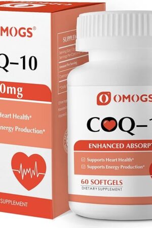 CoQ10 400mg Softgels, Coenzyme Q10 High Absorption Supplements Support Heart Health, Cardiovascular Health, Immune System & Cellular Energy Production, Gluten Free, 60 Softgels