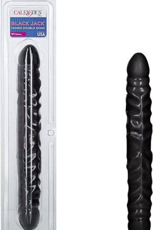 CalExotics Veined Double Dong 12 Inch Double-Ended Dildo, Soft Pliable and Highly Detailed - Black SE-0193-03-2