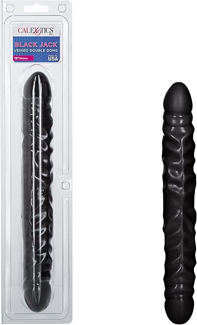 CalExotics Veined Double Dong 12 Inch Double-Ended Dildo, Soft Pliable and Highly Detailed - Black SE-0193-03-2