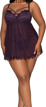 womens Rhinestone Babydoll Set