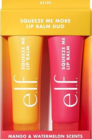 elf Squeeze Me More Lip Balm Duo, Moisturizing Balm For A Sheer Tint Of Color, Made With Hyaluronic Acid, Vegan & Cruelty-Free, Mango & Watermelon