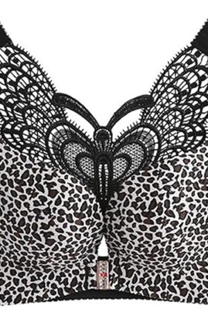 Women Butterfly Bra Front Closure Wireless Sexy Push Up Bra for Thin Fashionable Casual Convertible Bra Soft Everyday Bra Silver