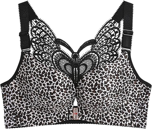 Women Butterfly Bra Front Closure Wireless Sexy Push Up Bra for Thin Fashionable Casual Convertible Bra Soft Everyday Bra Silver