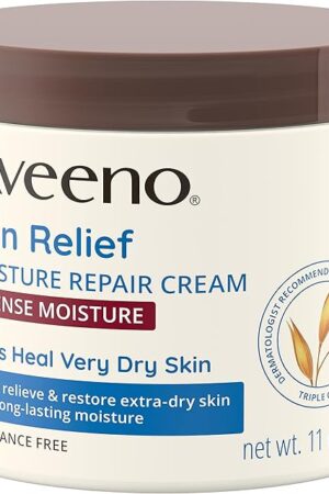 Aveeno Skin Relief Intense Moisture Repair Body Cream with Triple Oat & Shea Butter Formula, Helps Relieve & Restore Extra-Dry Skin with Long-Lasting Moisture, Fragrance-Free, 11 oz