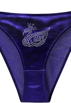 Women's Satin Panties Sexy Cheeky Underwear for Women Diamond Swan Pattern String Bikini Briefs Thong S-XXL